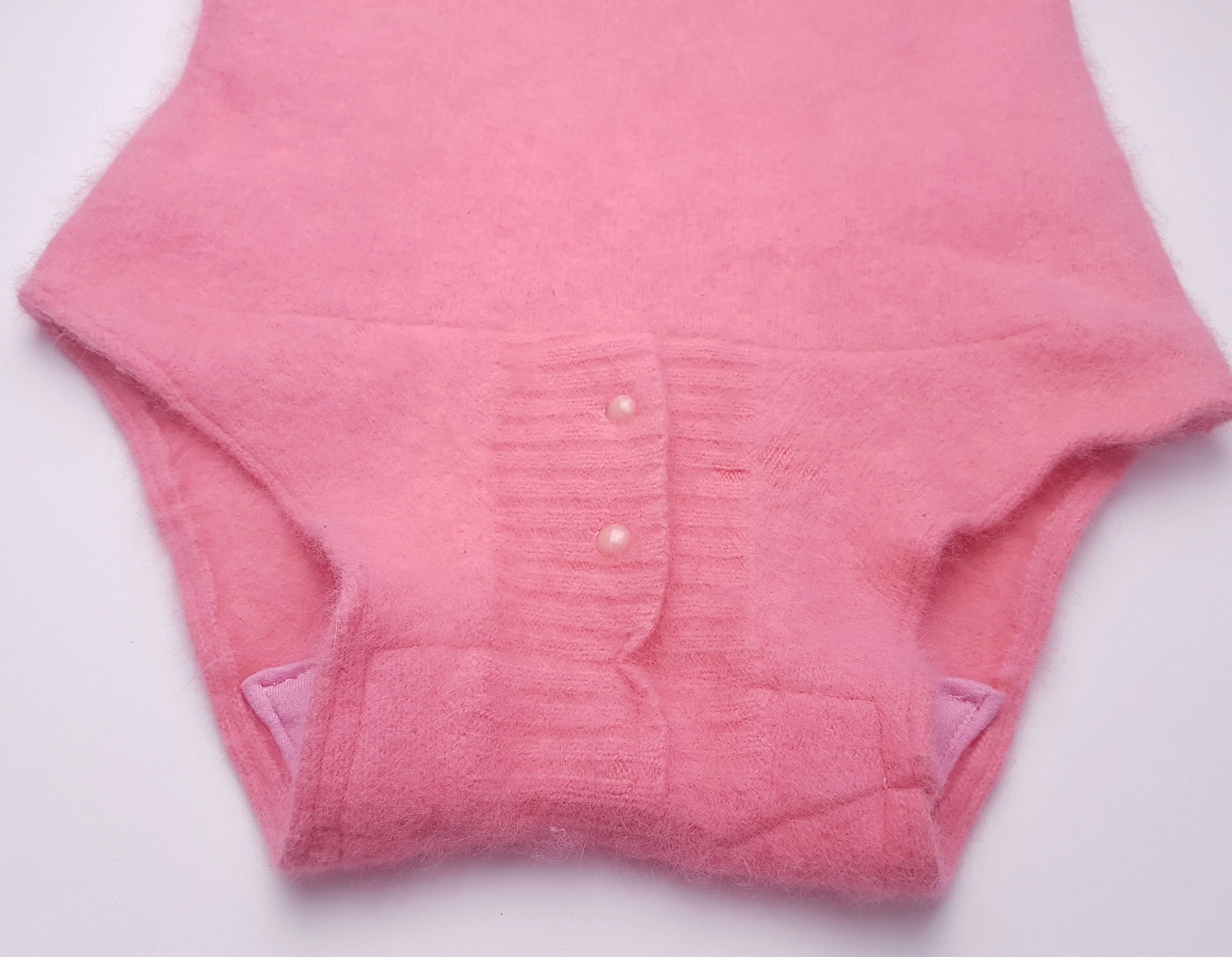 Vintage 50's | Pink Cashmere | High Waisted Shorts with Accent Buttons