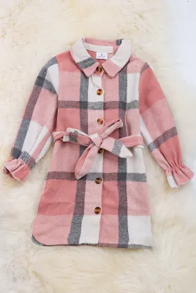 WOMANS pink plaid cardigan/dress.  TPW60133001