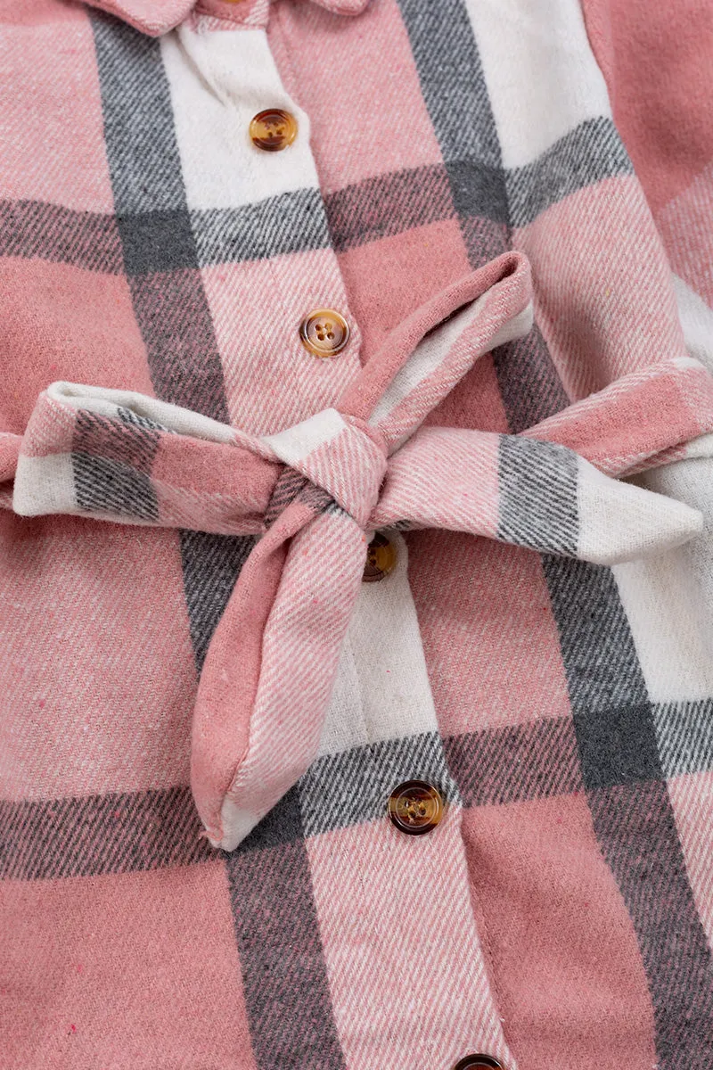 WOMANS pink plaid cardigan/dress.  TPW60133001