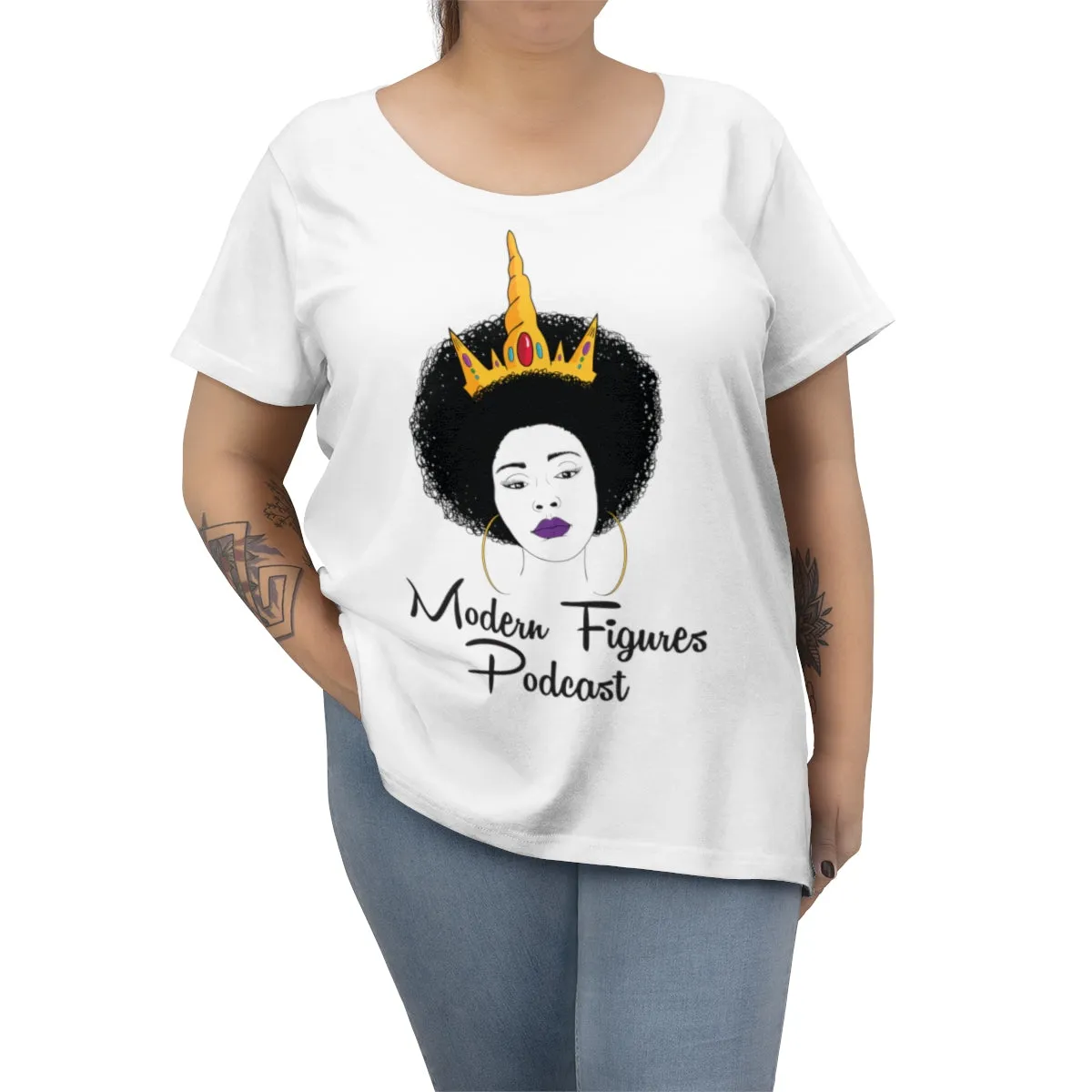 Women's Curvy Tee - No Binary - with tagline