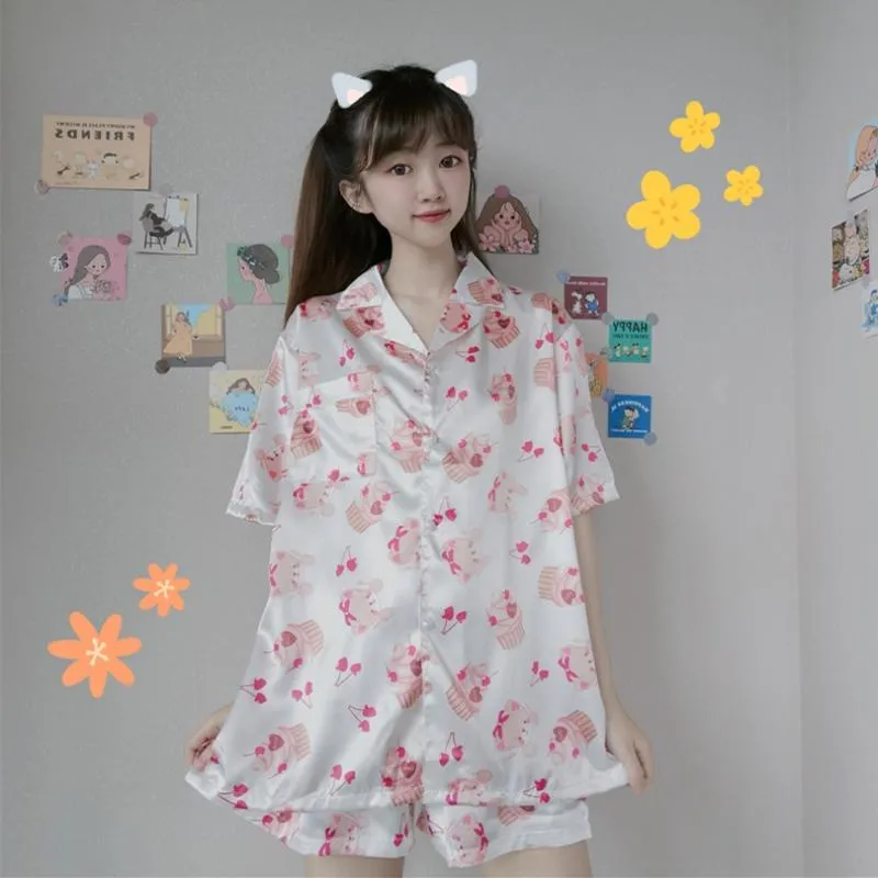 Women's Cute Cake Printed Pajamas One Set