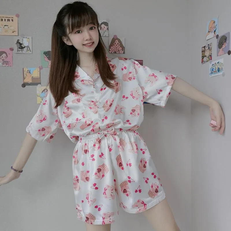 Women's Cute Cake Printed Pajamas One Set