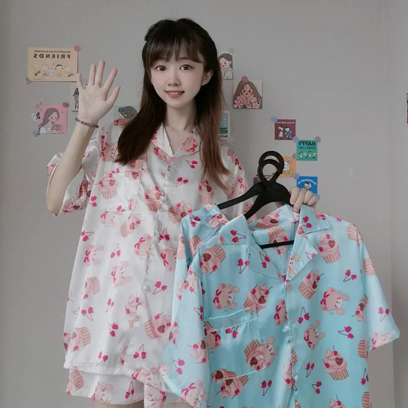 Women's Cute Cake Printed Pajamas One Set