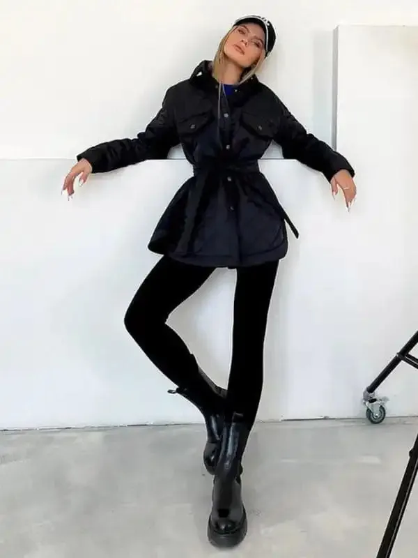 Women’s diamond-patterned cotton Jacket with long lapels with buttons.