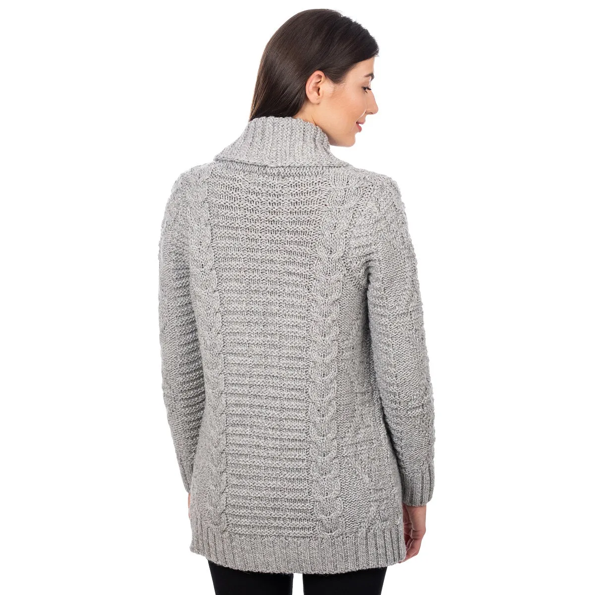 Women's Heavy Knit Open Front Aran Cardigan