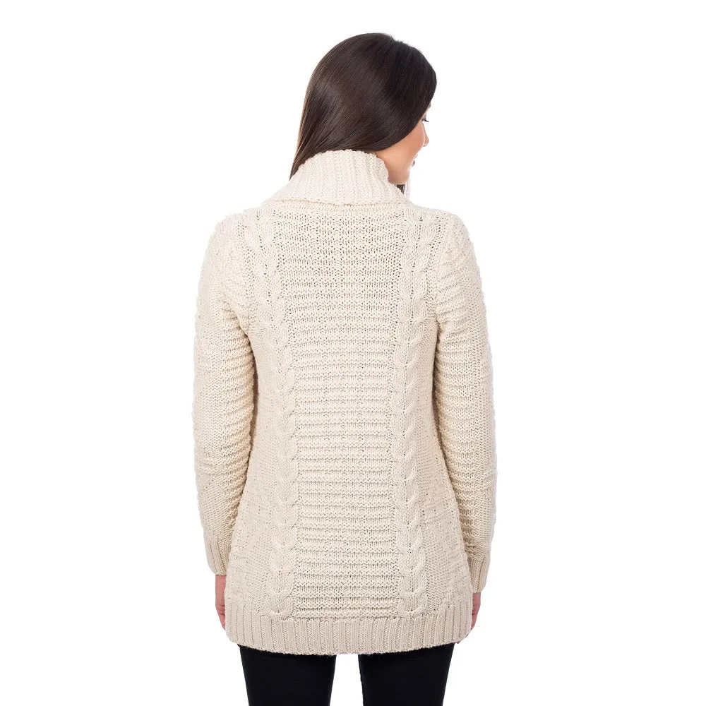 Women's Heavy Knit Open Front Aran Cardigan