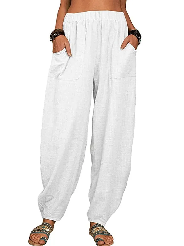 Women's High Waist Yoga Pants Wide Leg Pants Bottoms Quick Dry Solid Color White Black Gray Yoga Fitness Gym Workout Summer Sports Activewear Stretchy Skinny / Athletic / Athleisure