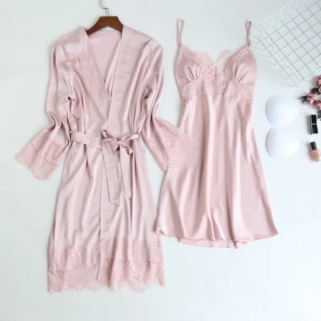 Women's Silk Satin Pajama Set 5 Piece
