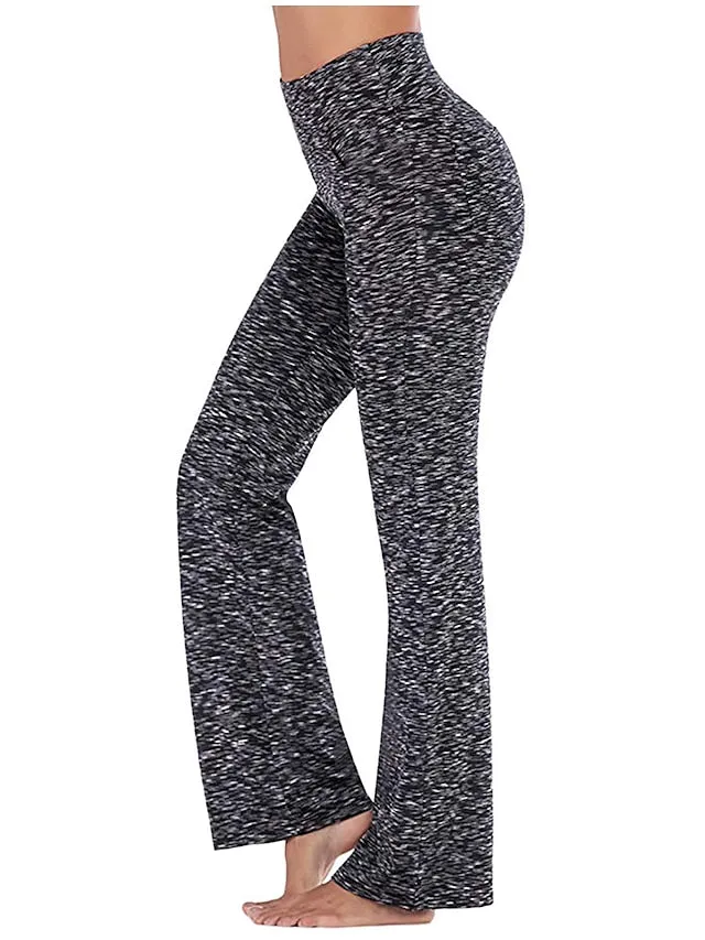Women's Yoga Pants Side Pockets Wide Leg Tummy Control Butt Lift Quick Dry High Waist Yoga Fitness Gym Workout Bottoms Black White Pink Sports Activewear Stretchy