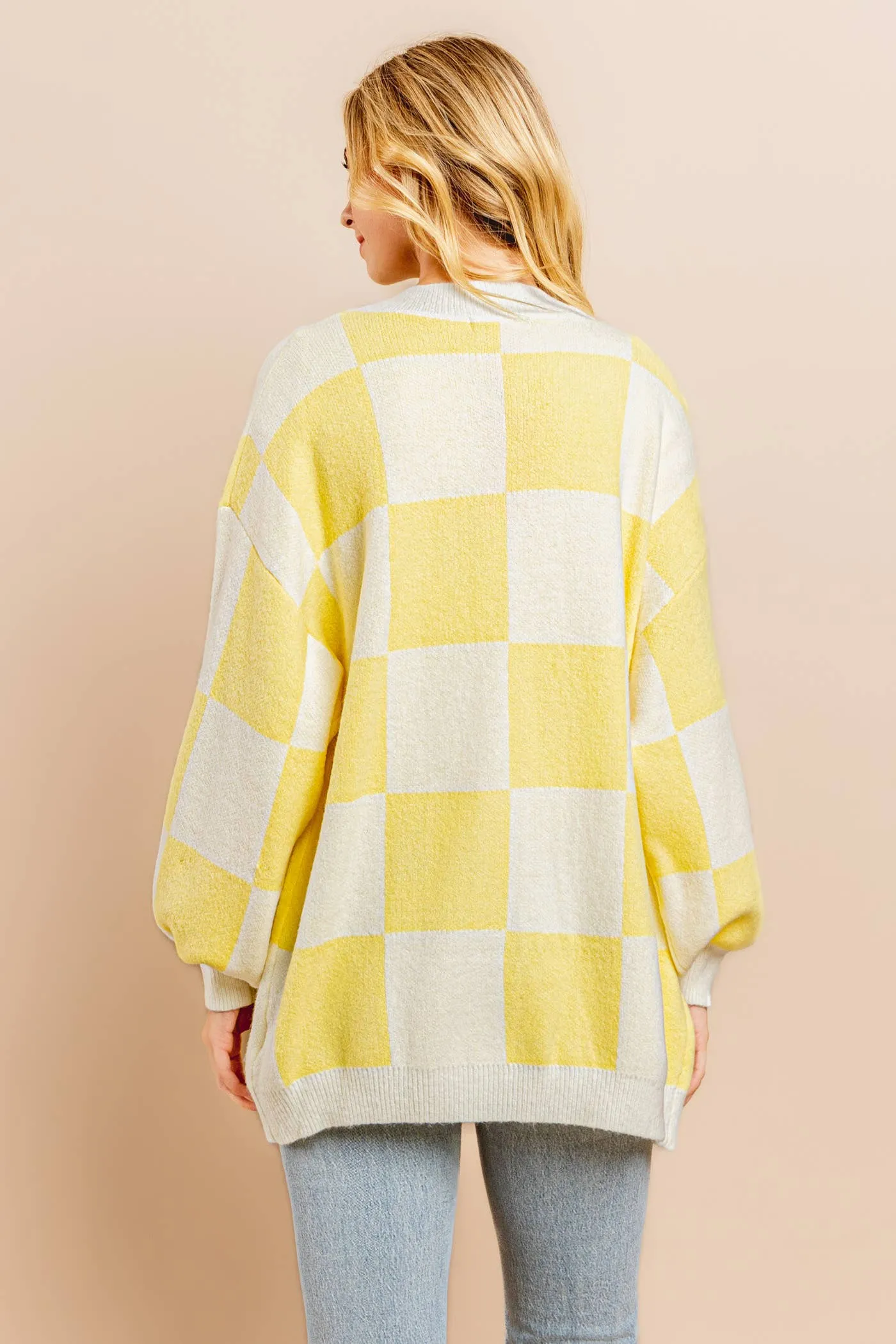 Yellow Checkerboard Cardigan