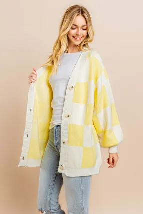 Yellow Checkerboard Cardigan
